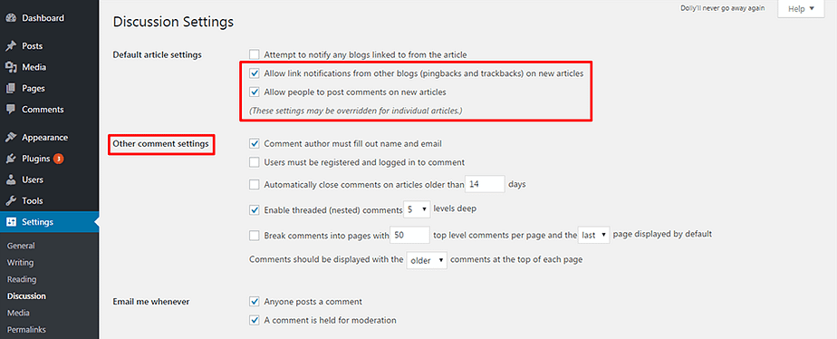 Disable comments in WordPress on future posts