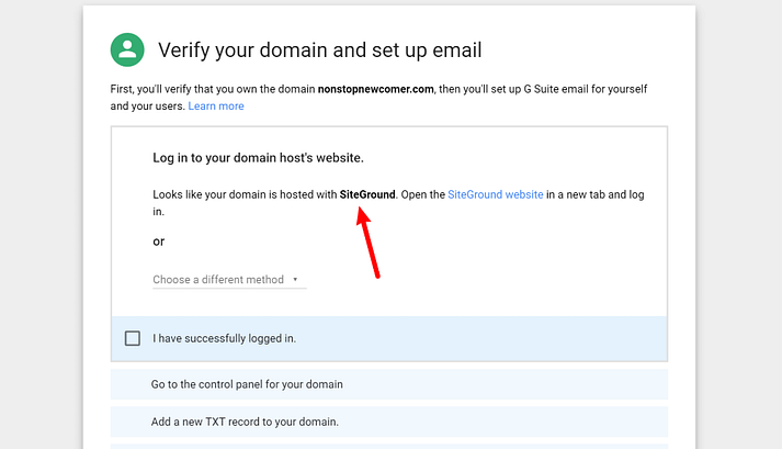 Verify domain ownership