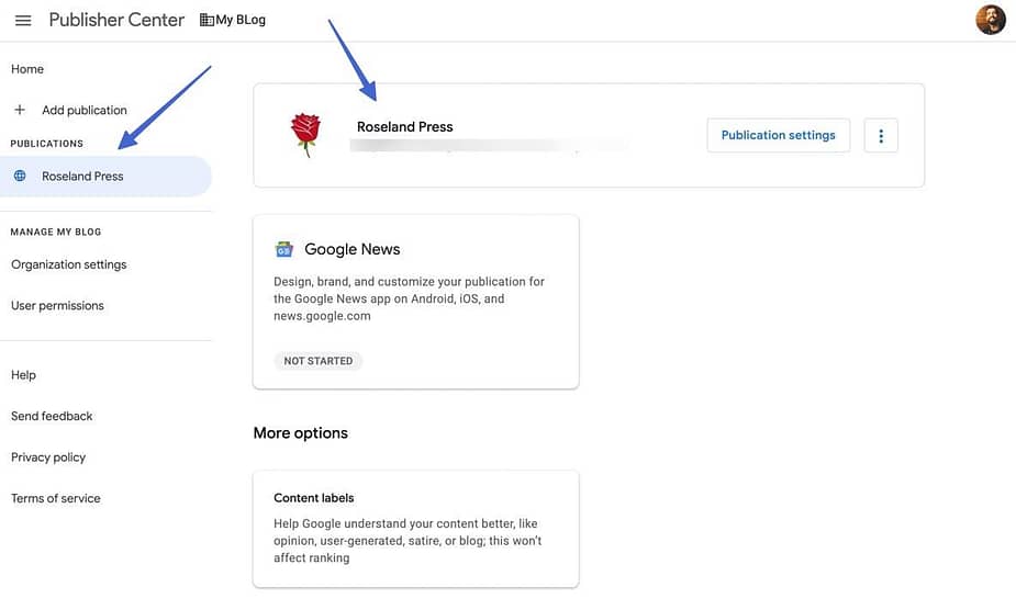 how to publish on Google News Publisher Center