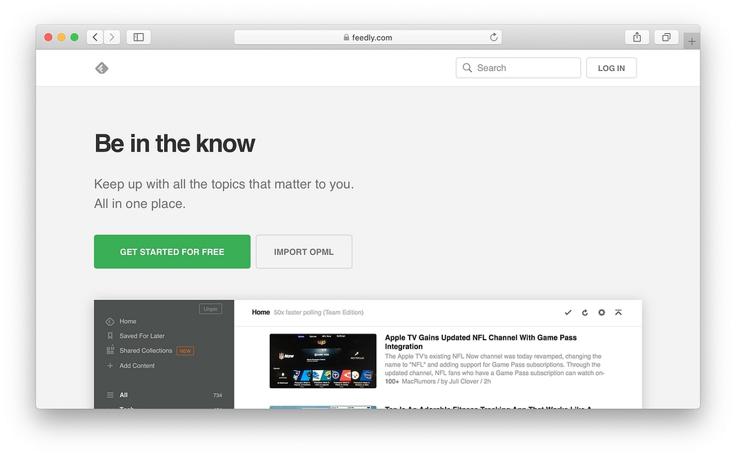 Feedly's clean design makes it an easy aggregator to view