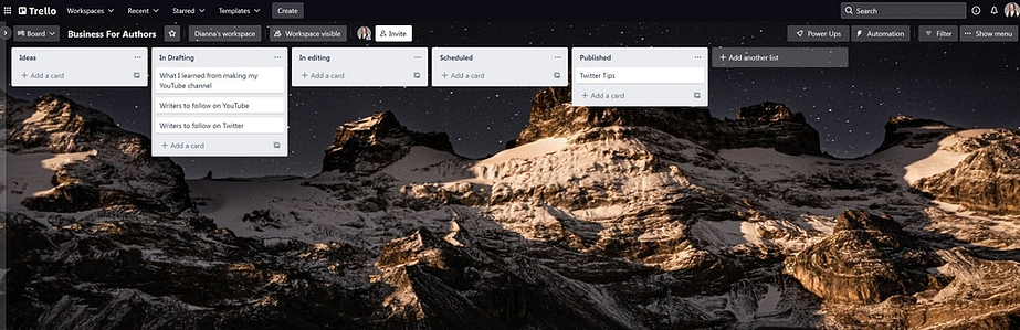 Trello board example