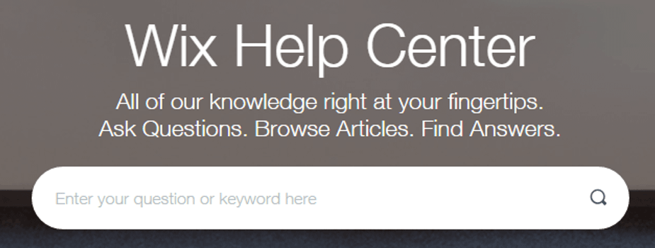 A screenshot of Wix's Help Center.