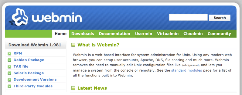 cPanel vs Plesk vs Webmin and the Webmin control panel.