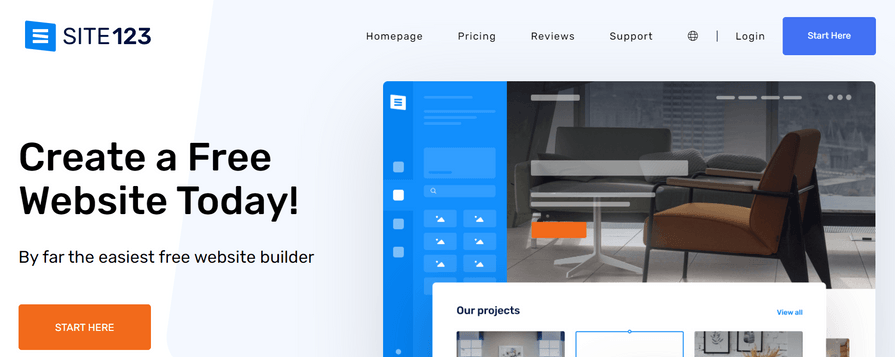 SITE123 is one of the best free landing page builders. 