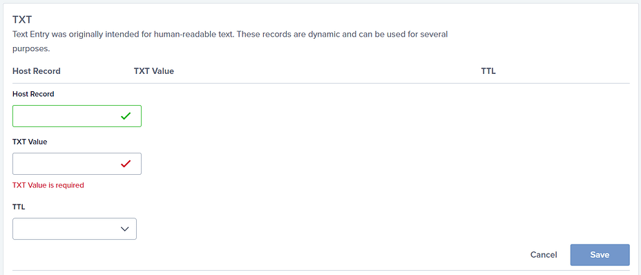 Adding a TXT record in Bluehost.