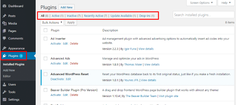Managing WordPress plugins