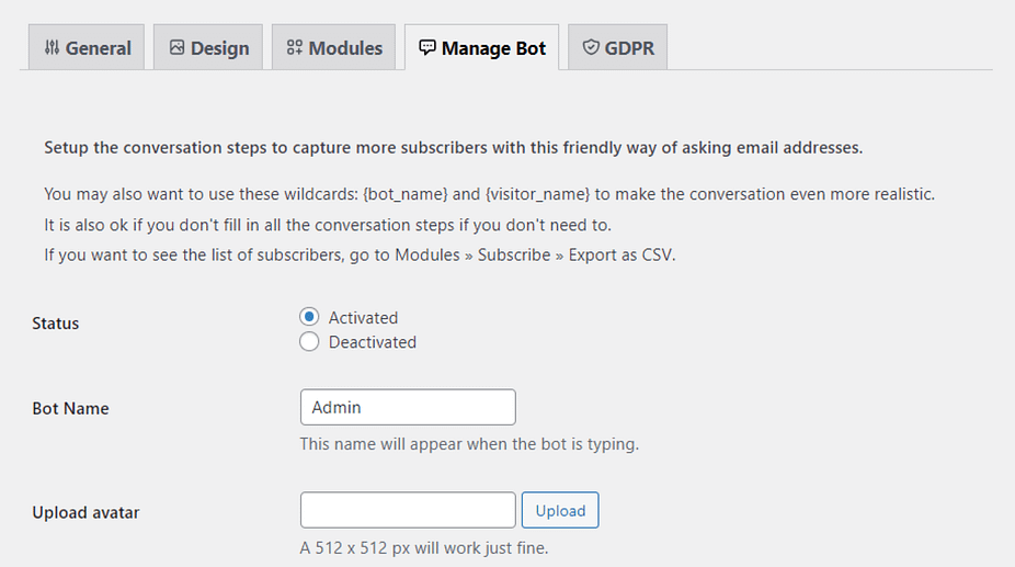 WP Maintenance Mode Bot settings