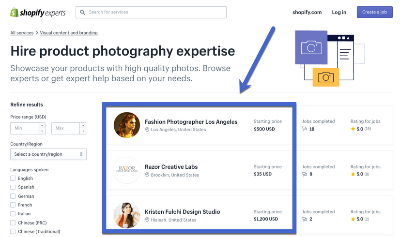 finding product photographers