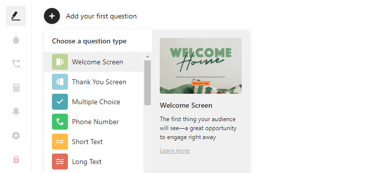 Adding a welcome screen to your form.