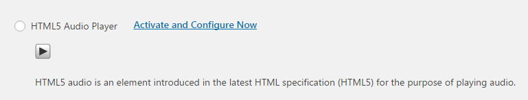 A screenshot of the HTML5 audio option.