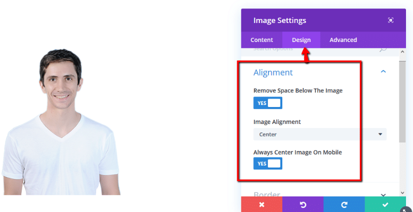 changing image module alignment