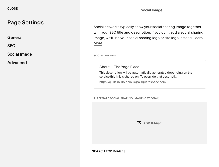 How to use Squarespace to set the social image
