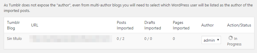 To Tumblr to WordPress import process in progress.