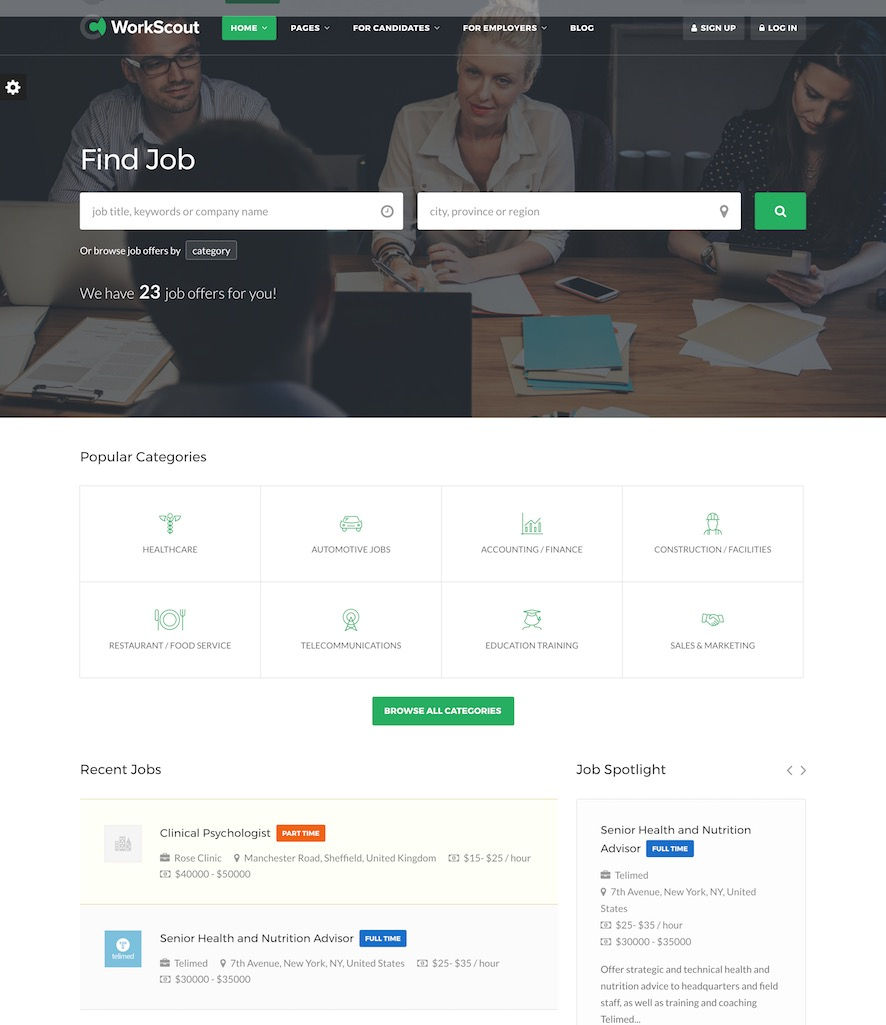 The WorkScout theme.