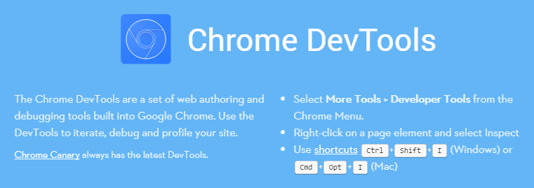 Free SEO Tools for WordPress to Boost Your Google Rankings 5 A screenshot of the Chrome Developer Tools homepage.