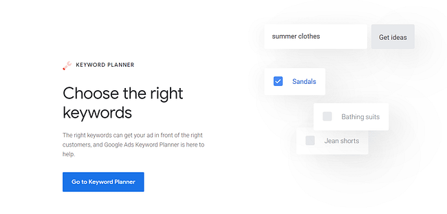 Free SEO Tools for WordPress to Boost Your Google Rankings 9 A screenshot of the Google Keyword Planner homepage.