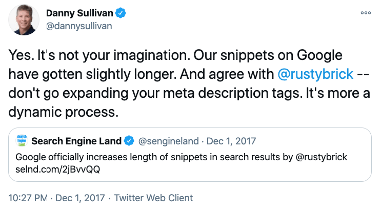 google meta description length 2018