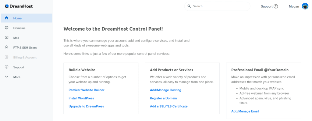 dreamhost cpanel