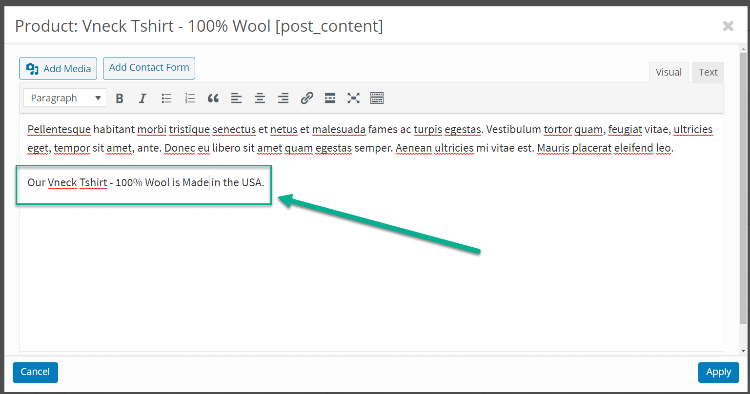 nova frase na descrição: edição em massa de produtos WooCommerce