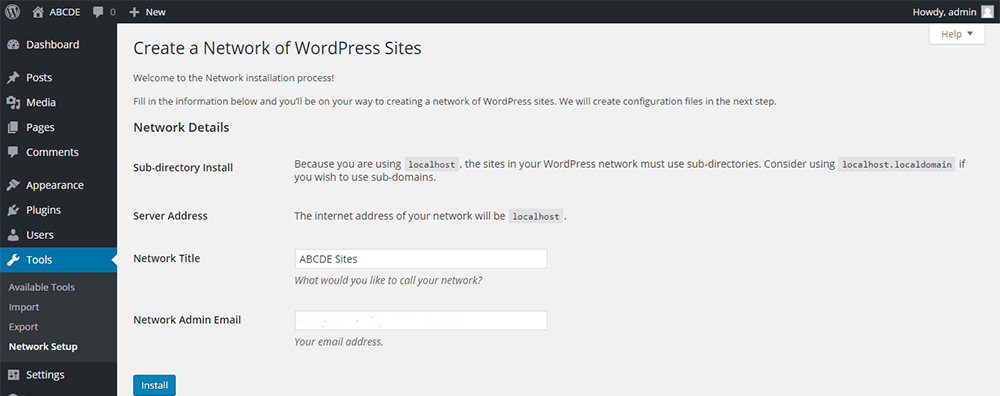 Install WordPress Multisite