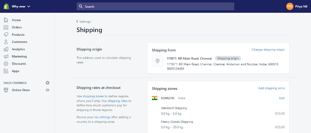 Shopify tutorial: Shipping