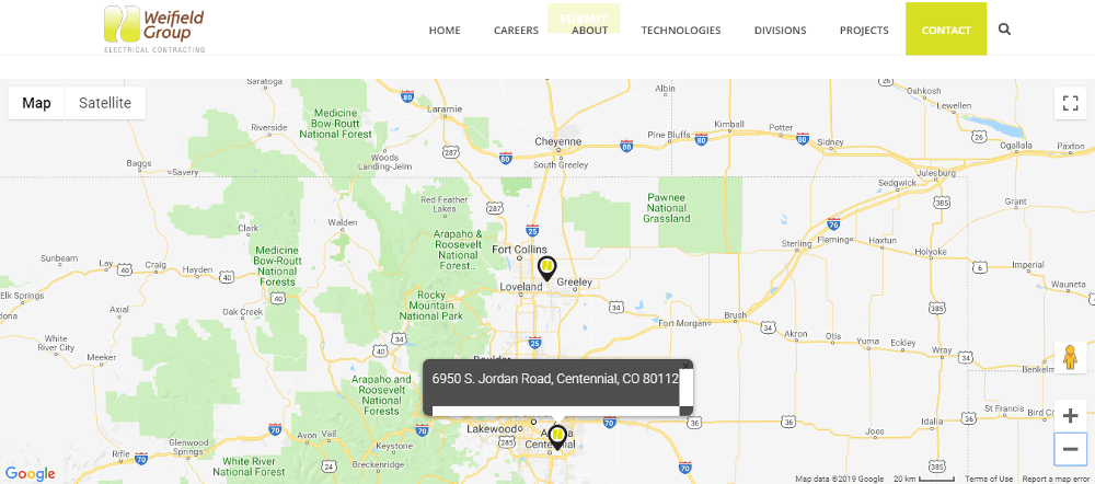 sử dụng bản đồ Google trên trang web - trang liên hệ