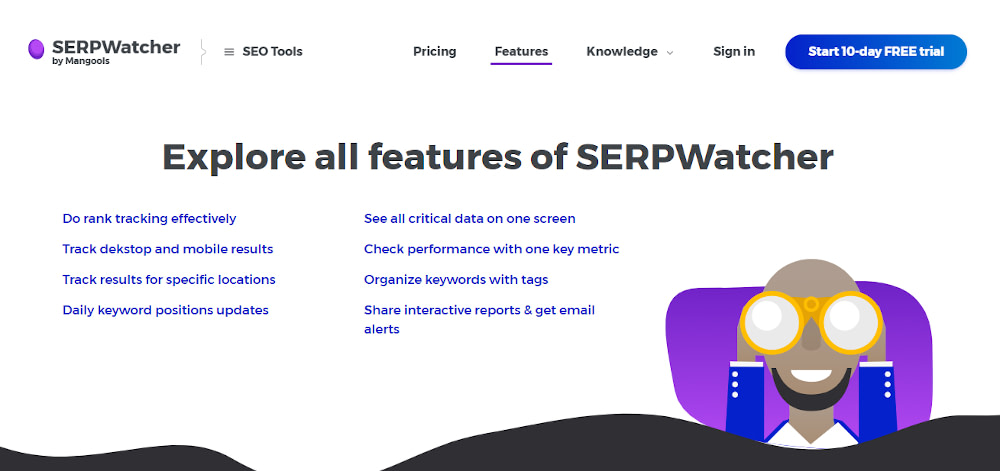 SERPWatcher for checking Google keyword rankings