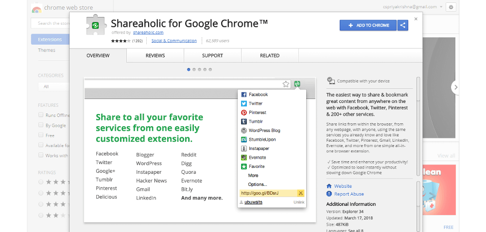Shareaholic for Google Chrome