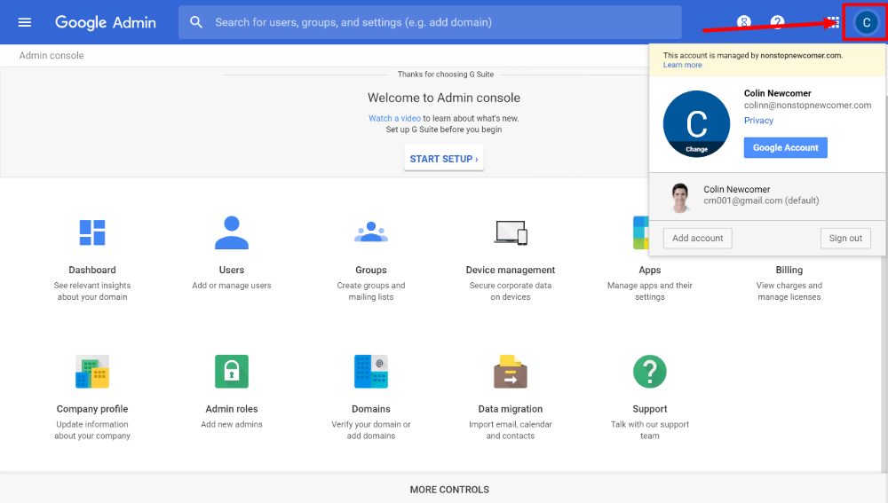 Bảng điều khiển dành cho quản trị viên Google Workspace (G Suite)