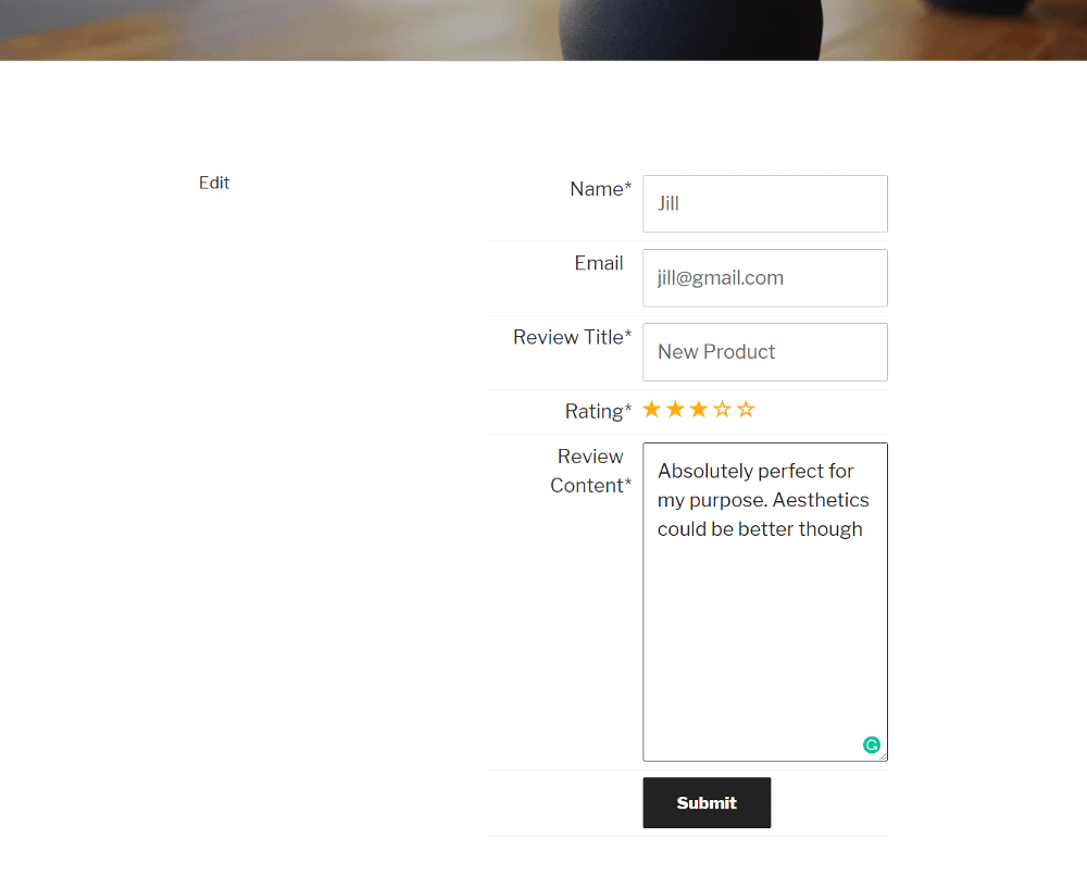 Rich Reviews Form Frontend