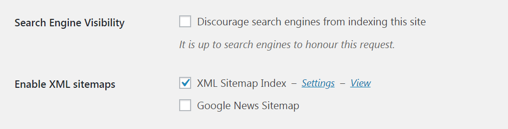 The sitemap option in XML Sitemap & Google News Feeds.