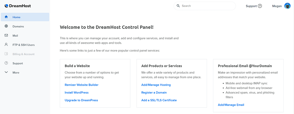 DreamHost Control Panel