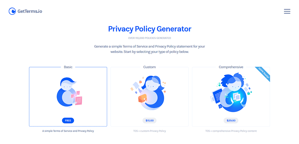 GetTerms privacy policy generator