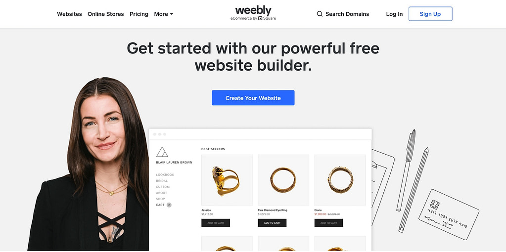 The Weebly homepage