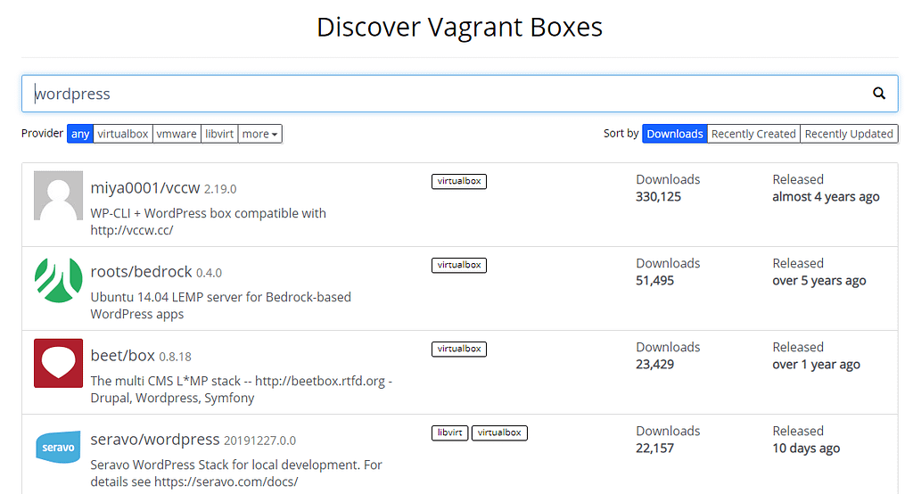 Some examples of Vagrant WordPress boxes.