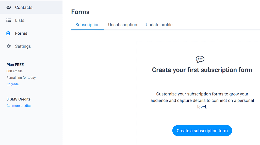 Creating a subscription form.