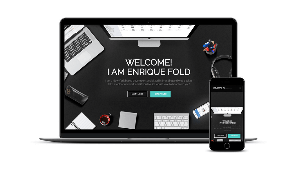 The Enfold theme on desktop and mobile.