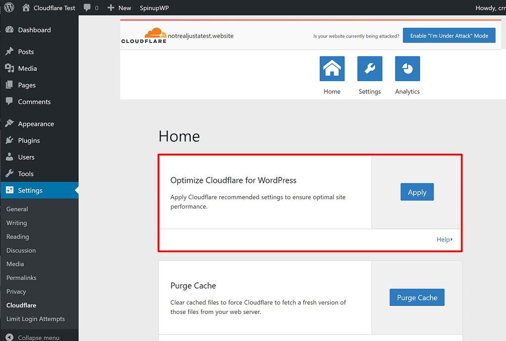 Optimize Cloudflare settings for WordPress