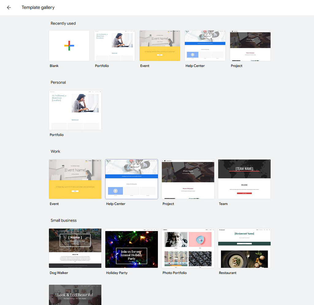 Đánh giá thư viện mẫu Google Sites