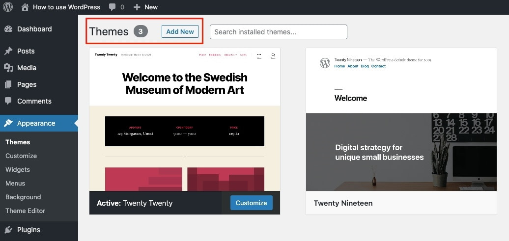 How to add new themes to WordPress