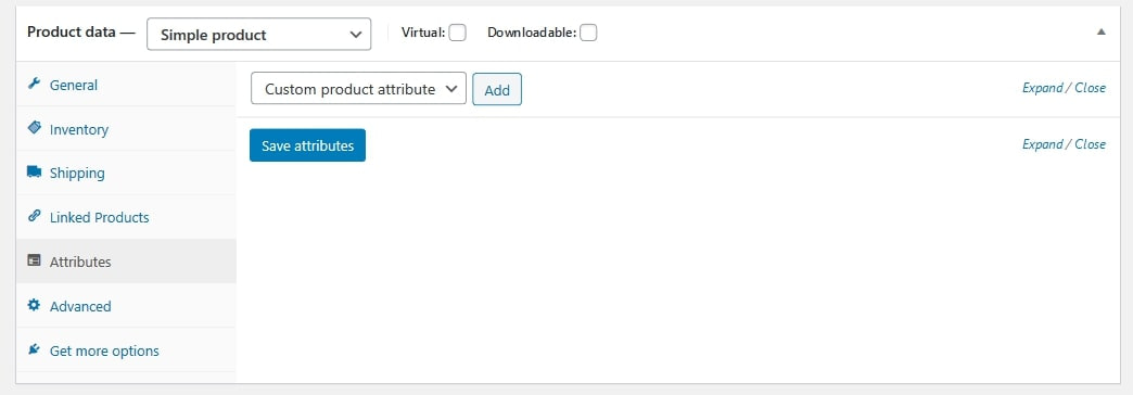 WooCommerce products attributes