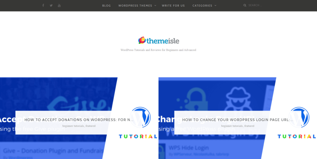 The Themeisle blog homepage
