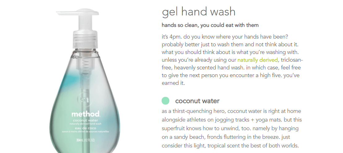 Mô tả sản phẩm để rửa tay.