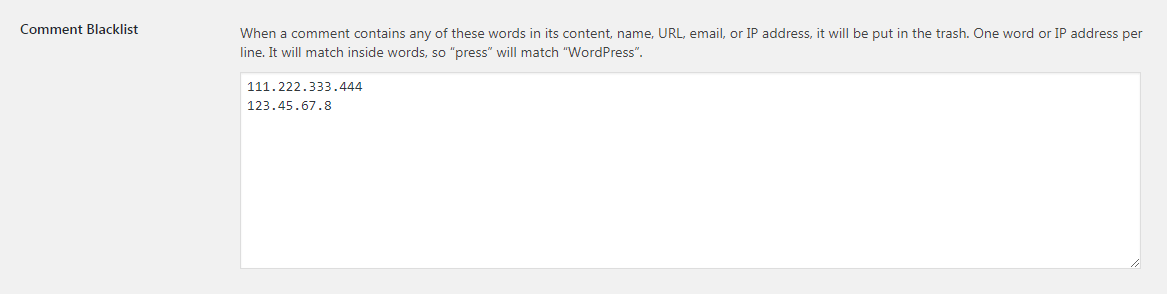how to block IP addresses in WordPress comments