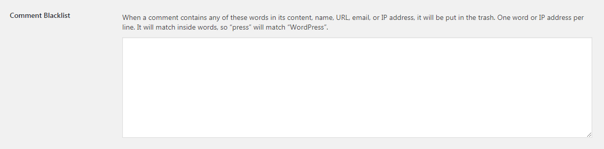 Creating a comment blacklist in WordPress is a good way to stop comment spam