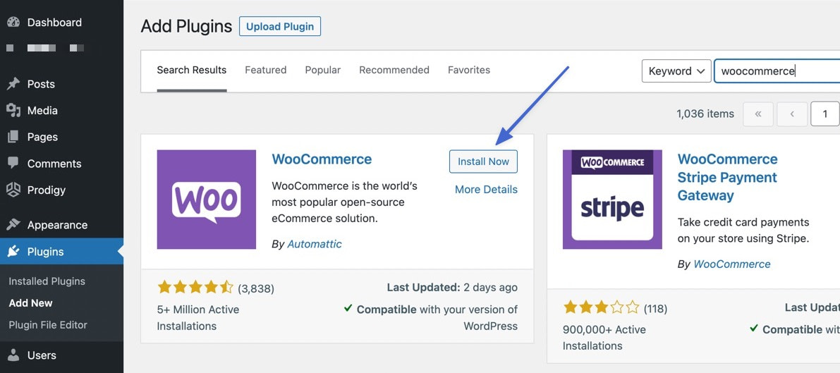 install woocommerce first