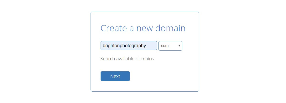 Create a Domain - Next