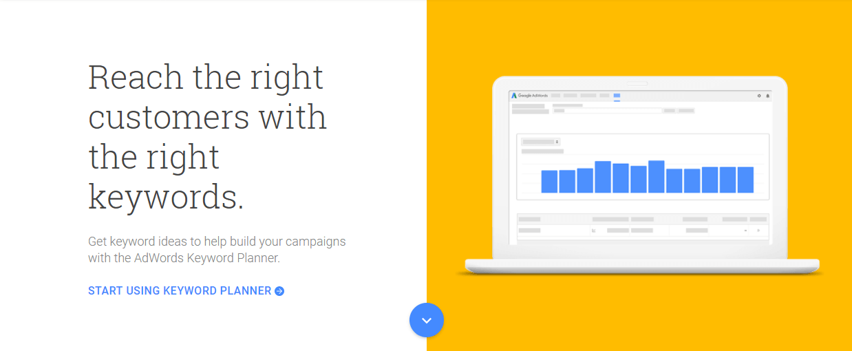The Google Keyword Planner tool.