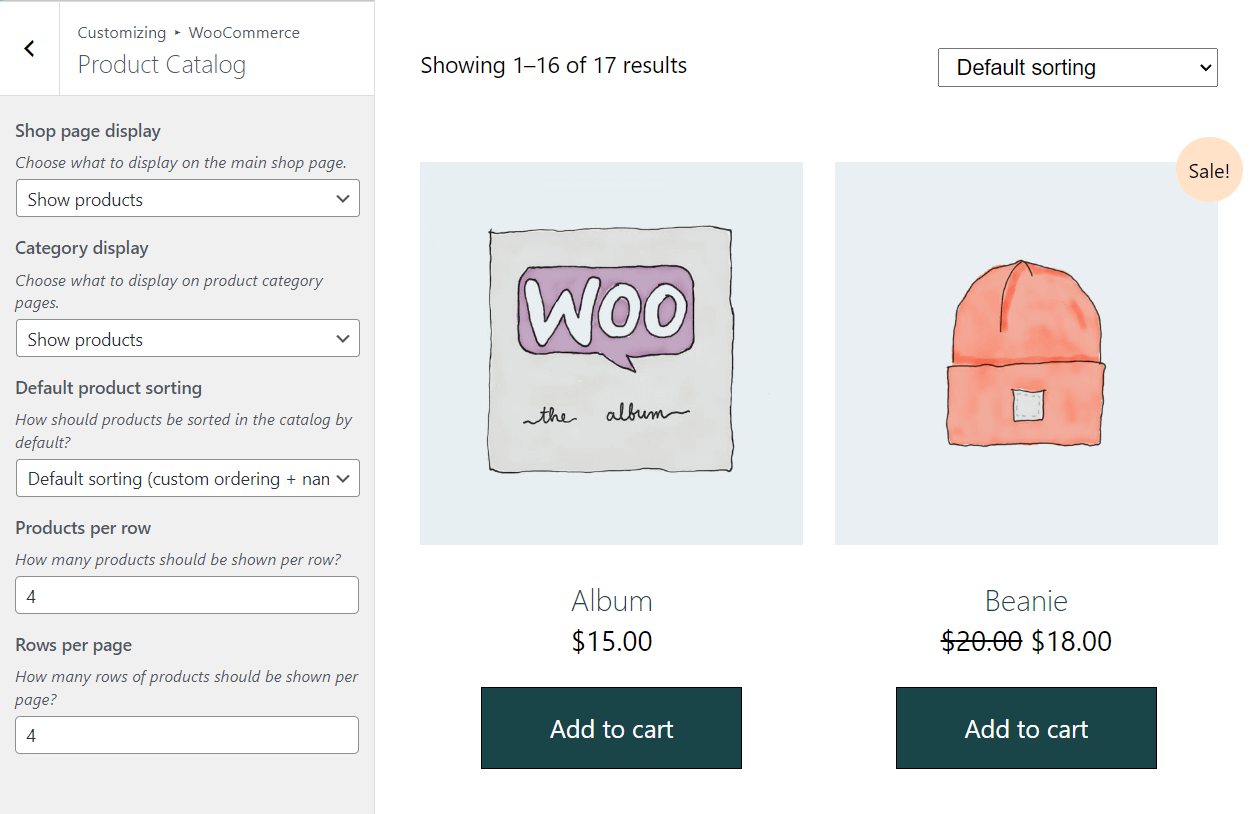 Thay đổi cài đặt hiển thị WooCommerce