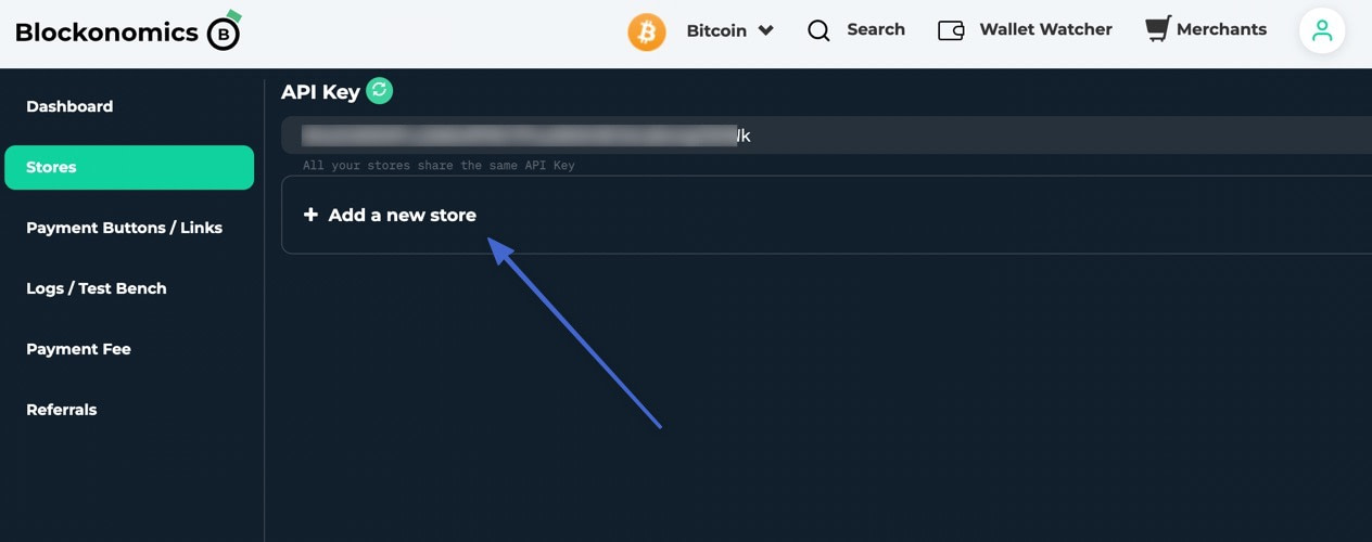 add a new store button to accept Bitcoin on WordPress